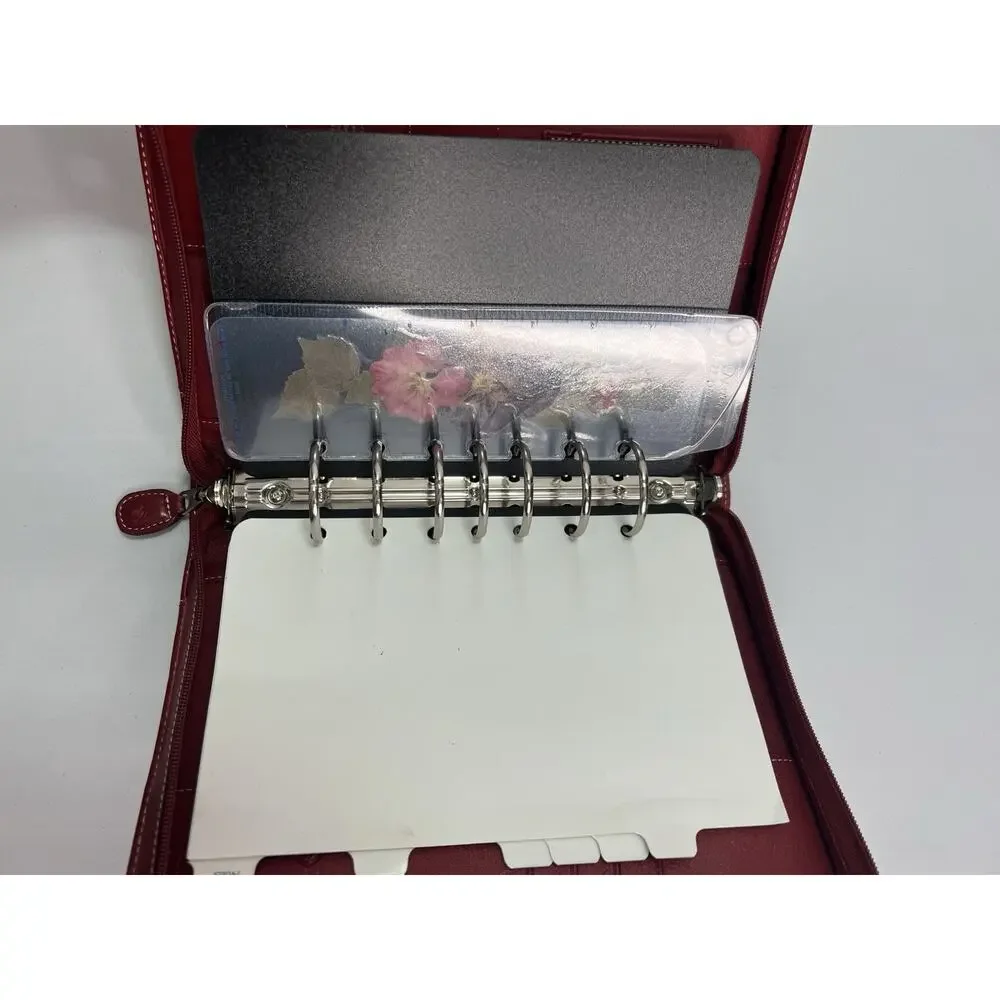 Franklin Covey Planner Red Leather 6 Ring Zip Around